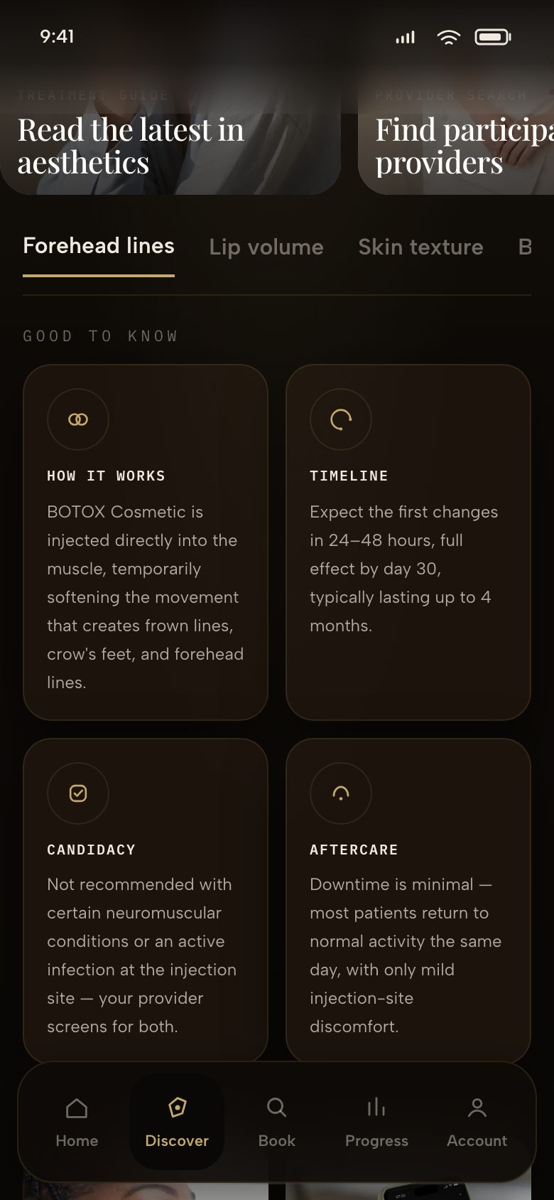 Guides screen