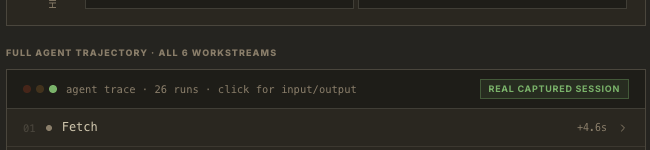 Real captured session badge on an agent trace