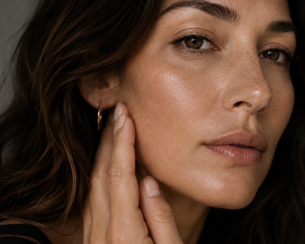 After — skin result close-up, A·03 documented treatment outcome